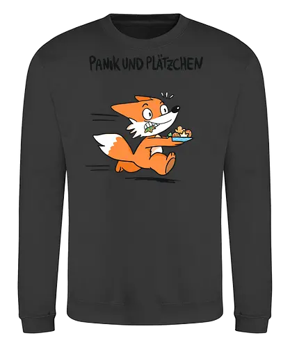 Panik und Plätzchen (schwarze Schrift) - Weihnachten, Xmas, Yule, Fuchs - Sweatshirt