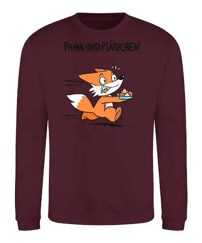 Panik und Plätzchen (schwarze Schrift) - Weihnachten, Xmas, Yule, Fuchs - Sweatshirt