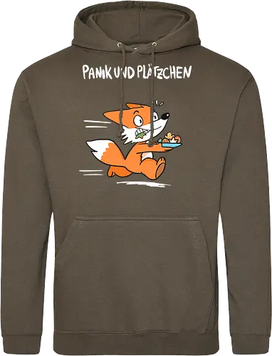 Panik und Plätzchen (weiße Schrift) - Weihnachten, Yule, Fuchs, Xmas - Standard Hoodie