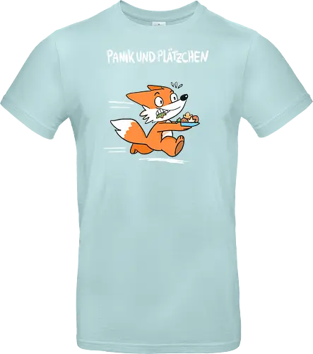 Panik und Plätzchen (weiße Schrift) - Weihnachten, Yule, Fuchs, Xmas - Standard T-Shirt