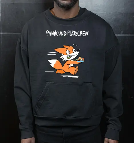 Panik und Plätzchen (weiße Schrift) - Weihnachten, Yule, Fuchs, Xmas - Cropped Sweatshirt