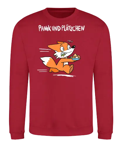 Panik und Plätzchen (weiße Schrift) - Weihnachten, Yule, Fuchs, Xmas - Sweatshirt