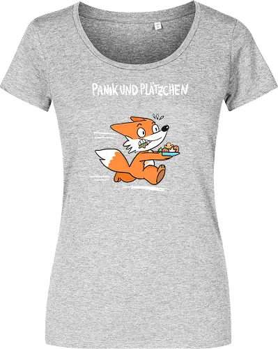 Panik und Plätzchen (weiße Schrift) - Weihnachten, Yule, Fuchs, Xmas - Damen T-Shirt