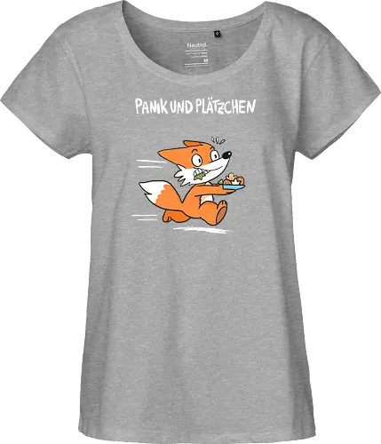 Panik und Plätzchen (weiße Schrift) - Weihnachten, Yule, Fuchs, Xmas - Fairtrade Girl Shirt