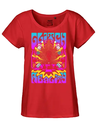 Strange Glitch Reality - Strange, 80s, demogorgon, eleven, hawkins, lucas, mike, TV, pyschedelic, retro, stranger, trippy, upside down, vintage, will byers, lucas sinclair, nancy wheeler, stranger things movie - Fairtrade Girl Shirt