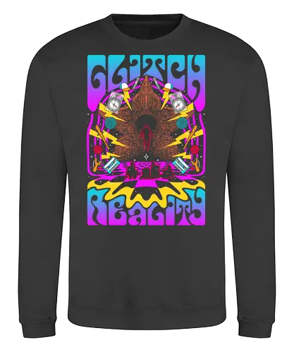 Strange Glitch Reality - Strange, 80s, demogorgon, eleven, hawkins, lucas, mike, TV, pyschedelic, retro, stranger, trippy, upside down, vintage, will byers, lucas sinclair, nancy wheeler, stranger things movie - Sweatshirt