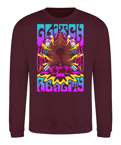 Strange Glitch Reality - Strange, 80s, demogorgon, eleven, hawkins, lucas, mike, TV, pyschedelic, retro, stranger, trippy, upside down, vintage, will byers, lucas sinclair, nancy wheeler, stranger things movie - Sweatshirt