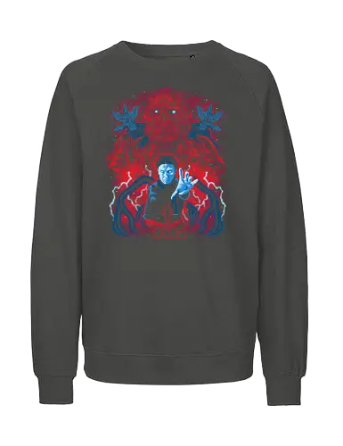 Strange Odd Realities - Strange, 80s, demogorgon, eleven, hawkins, lucas, mike, TV, pyschedelic, retro, stranger, trippy, upside down, vintage, will byers, stranger things movie, vecna, lucas sinclair, nancy wheeler - Fairtrade Sweatshirt