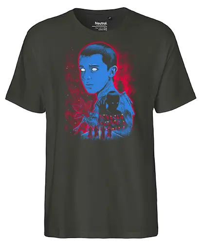 Mystic Teen Stranger - Strange, 80s, demogorgon, eleven, hawkins, lucas, mike, TV, pyschedelic, retro, stranger, trippy, upside down, vintage, will byers, lucas sinclair, nancy wheeler, stranger things movie - Fairtrade T-Shirt