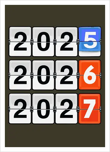 Retro Flip Clock Calendar - 2025 to 2027 Countdown