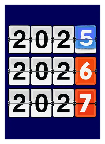 Retro Flip Clock Calendar - 2025 to 2027 Countdown