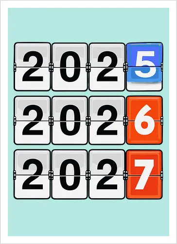 Retro Flip Clock Calendar - 2025 to 2027 Countdown