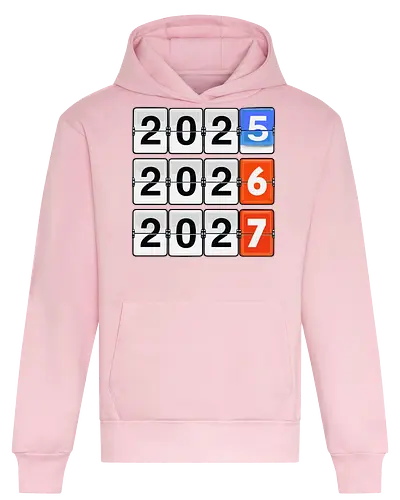 Retro Flip Clock Calendar - 2025 to 2027 Countdown - flip clock, retro calendar, 2025, 2026, 2027, mechanical clock, vintage display, countdown, New Year design, minimalist, typography art, time tracking, future years, analog style, aesthetic numbers, office decor, planner art - Heavyweight Hoodie