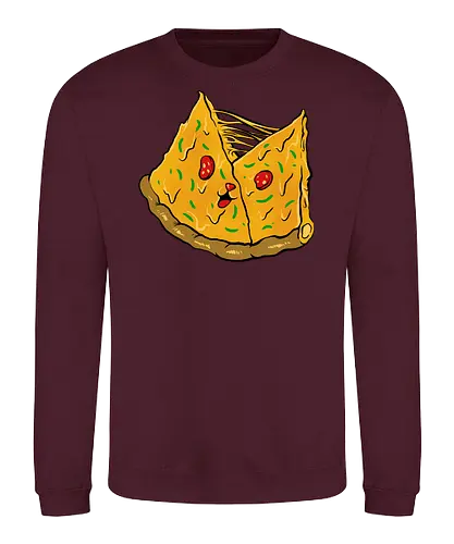 double pizza - pizza, burger, food, cool, funny, vintage, cartoon, logo, classic, brother, sister, friendship - Sweatshirt