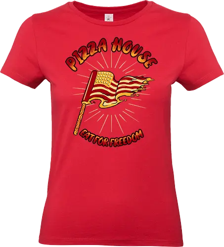 pizza house - pizza, burger, food, cool, funny, vintage, cartoon, logo, classic, flag, nation, voted, friendship - Standard T-Shirt (Frauen)