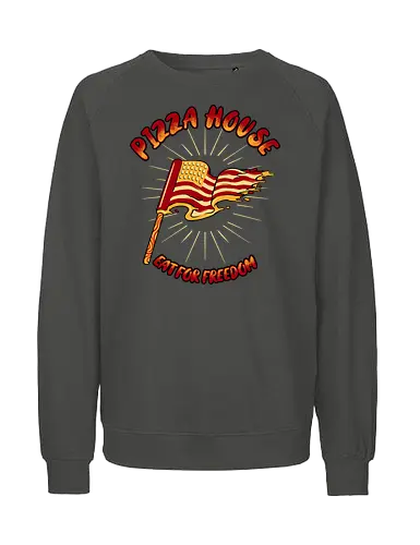 pizza house - pizza, burger, food, cool, funny, vintage, cartoon, logo, classic, flag, nation, voted, friendship - Fairtrade Sweatshirt