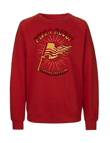 pizza house - pizza, burger, food, cool, funny, vintage, cartoon, logo, classic, flag, nation, voted, friendship - Fairtrade Sweatshirt