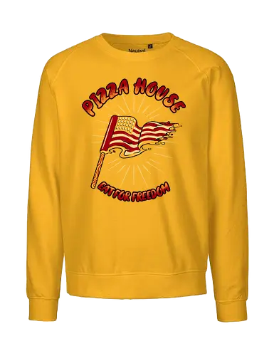 pizza house - pizza, burger, food, cool, funny, vintage, cartoon, logo, classic, flag, nation, voted, friendship - Fairtrade Sweatshirt