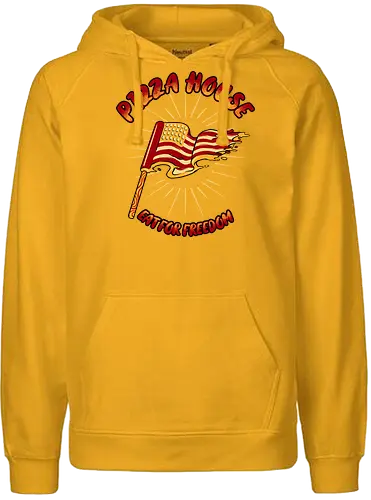 pizza house - pizza, burger, food, cool, funny, vintage, cartoon, logo, classic, flag, nation, voted, friendship - Fairtrade Hoodie