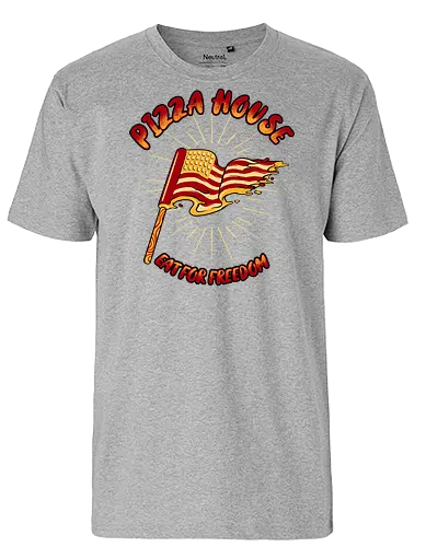 pizza house - pizza, burger, food, cool, funny, vintage, cartoon, logo, classic, flag, nation, voted, friendship - Fairtrade T-Shirt