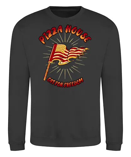 pizza house - pizza, burger, food, cool, funny, vintage, cartoon, logo, classic, flag, nation, voted, friendship - Sweatshirt