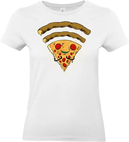 pizza signal  - pizza, food, space, astronout, delicious, beverages, meatball, sausages, fastfood, bestfriend - Standard T-Shirt (Frauen)