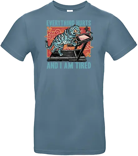Tired Blue Tiger - demons, tiger, animal, animation, animated, funny, Fitness, gym, workout, movie, hunter - Standard T-Shirt
