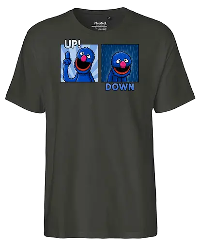 Up and Down! - sad, therapy, funny, retro - Fairtrade T-Shirt