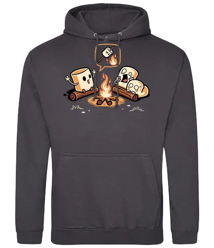 Marshmallow Scary Story – Campfire Edition - camping, adventure, camper, campfire, dark humor, funny, horror, kawaii, marshmallows, outdoor, scary, scream, spooky cute, story, travel - Standard Hoodie