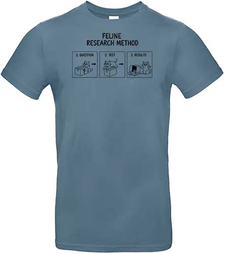 Feline Research Method - feline research method, cat science, funny cat box, scientific method parody, cat lover gift, minimalist line art, kitty logic, box experiment, researcher humor, science teacher gift, pet owner apparel, cute cat comic, feline physics, cardboard box cat - Standard T-Shirt