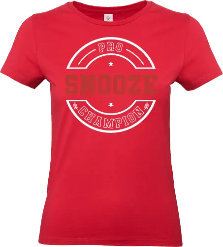 Pro Snooze Champion - Varsity Style Sleep Graphic - pro snooze champion, funny sleep shirt, varsity style, collegiate typography, snooze button, lazy day gift, sarcastic apparel, sleep lover, vintage athletic design, nap enthusiast, humorous workout parody, rest champion, cozy loungewear, sleep goals, university style graphic - Standard T-Shirt (Frauen)