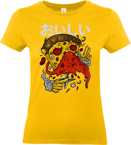 pizza no jutsu  - pizza, food, dracula, vampire, halloween, spooky, creepy, space, astronout, delicious, beverages, meatball, sausages, fastfood, bestfriend - Standard T-Shirt (Frauen)