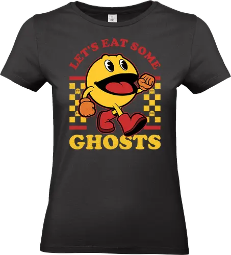 Game Mascot Ghost Eater - Video Games, Video Game, Game, Games, Gamer, Mascot, Retro, Vintage, Retro Vintage, Retro Gamer, Retro Cartoon, Fantasy, Adventure, Ghosts, Ghost, Labyrinth, Fruits, Fruit, Powerup - Standard T-Shirt (Frauen)
