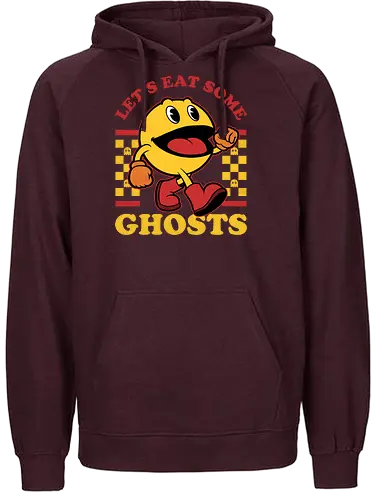 Game Mascot Ghost Eater - Video Games, Video Game, Game, Games, Gamer, Mascot, Retro, Vintage, Retro Vintage, Retro Gamer, Retro Cartoon, Fantasy, Adventure, Ghosts, Ghost, Labyrinth, Fruits, Fruit, Powerup - Fairtrade Hoodie