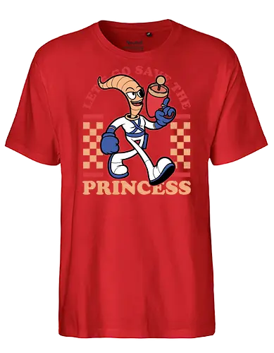 Game Mascot Worm - Video Games, Video Game, Game, Games, Gamer, Mascot, Retro, Vintage, Retro Vintage, Retro Gamer, Retro Cartoon, Fantasy, Adventure, Earthworm, Worm, Princess, Evil, Villain - Fairtrade T-Shirt