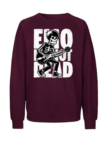 Emo Is Not Dead - Skull, Skeleton, Musical, Music, Musician, Emo, Emotion, Rock, Rock And Roll, Punk, Gothic, Goth, Retro Vintage, Vintage, Show, Guitar, Festival, Dead - Fairtrade Sweatshirt