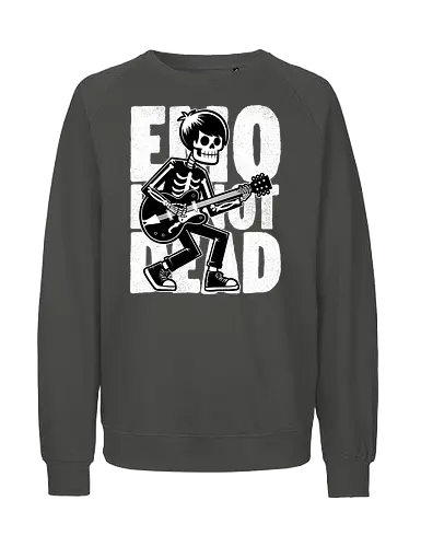Emo Is Not Dead - Skull, Skeleton, Musical, Music, Musician, Emo, Emotion, Rock, Rock And Roll, Punk, Gothic, Goth, Retro Vintage, Vintage, Show, Guitar, Festival, Dead - Fairtrade Sweatshirt