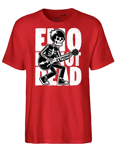 Emo Is Not Dead - Skull, Skeleton, Musical, Music, Musician, Emo, Emotion, Rock, Rock And Roll, Punk, Gothic, Goth, Retro Vintage, Vintage, Show, Guitar, Festival, Dead - Fairtrade T-Shirt