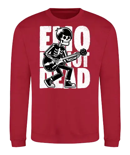 Emo Is Not Dead - Skull, Skeleton, Musical, Music, Musician, Emo, Emotion, Rock, Rock And Roll, Punk, Gothic, Goth, Retro Vintage, Vintage, Show, Guitar, Festival, Dead - Sweatshirt