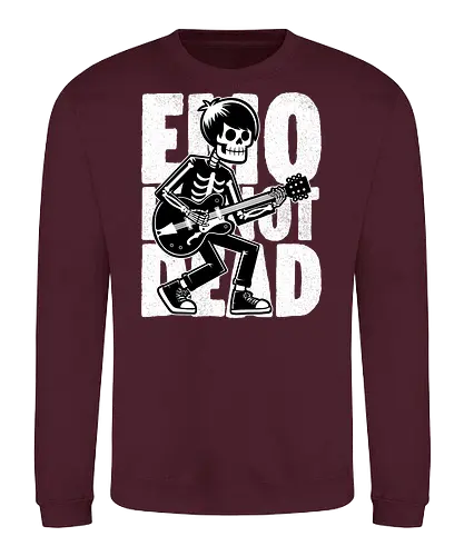 Emo Is Not Dead - Skull, Skeleton, Musical, Music, Musician, Emo, Emotion, Rock, Rock And Roll, Punk, Gothic, Goth, Retro Vintage, Vintage, Show, Guitar, Festival, Dead - Sweatshirt