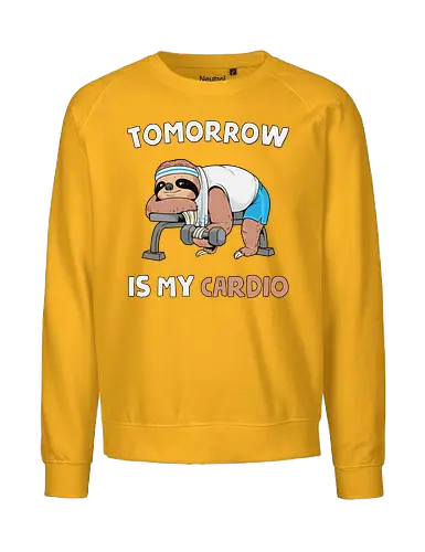 Tomorrow Is My Cardio - sloth gym, cardio, exercise, fitness, gym, gym gear, gym wear, lazy, nap, sleep, sloth, sloth life, slow, tomorrow, workout - Fairtrade Sweatshirt