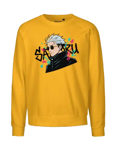 90s Retro Graffiti Anime - Satoru Gojo, Jujutsu, anime streetwear, 90s retro style, graffiti anime art, Gojo Satoru shirt, JJK merch, strongest sorcerer, urban anime apparel, vaporwave anime, manga graphic tee, Japanese pop culture, white hair anime boy, neon anime design, geek fashion - Fairtrade Sweatshirt