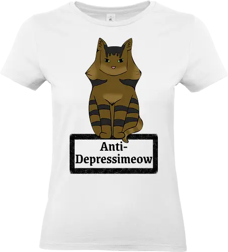 Anti-Depressimeow (schwarz) - Katze, Katzen, Cat, Cats, Comic, Cartoon, cute, süß, Tier, Haustier, Kater, Depression, Medikament - Standard T-Shirt (Frauen)