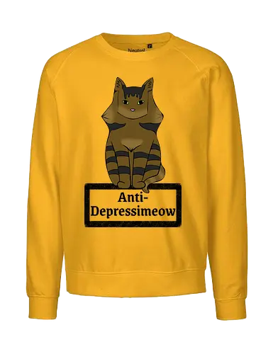 Anti-Depressimeow (schwarz) - Katze, Katzen, Cat, Cats, Comic, Cartoon, cute, süß, Tier, Haustier, Kater, Depression, Medikament - Fairtrade Sweatshirt
