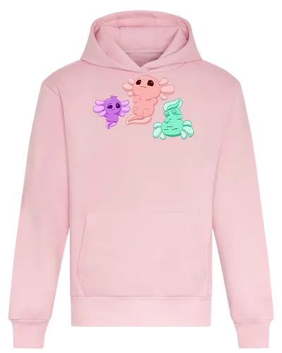 Drei Axolotl - Axolotl, Axl, cute, Cartoon, comic, Tier, Wasser, Water, rosa, lila, violet, türkis, grün - Heavyweight Hoodie