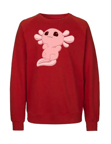 Süßes Axolotl - Axolotl, Axl, cute, Cartoon, comic, Tier, Wasser, Water, rosa, lila, violet, türkis, grün - Fairtrade Sweatshirt