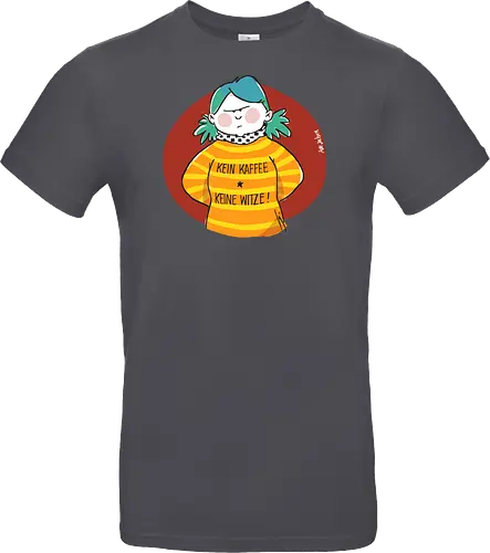 Kein Kaffee, keine Witze!  - Ringelpullisprüche, Kaffee, Ringeldinger, streifenweise, Spruch, Weisheit, Motivation, Ringelpulli, SprücheShirt, Cartoon Illustration, Statement, Handgezeichnet, Humor, Selbstironie, Streifenpulli, Spruchshirt, deutsch - Standard T-Shirt