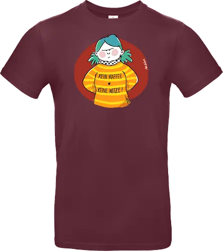 Kein Kaffee, keine Witze!  - Ringelpullisprüche, Kaffee, Ringeldinger, streifenweise, Spruch, Weisheit, Motivation, Ringelpulli, SprücheShirt, Cartoon Illustration, Statement, Handgezeichnet, Humor, Selbstironie, Streifenpulli, Spruchshirt, deutsch - Standard T-Shirt