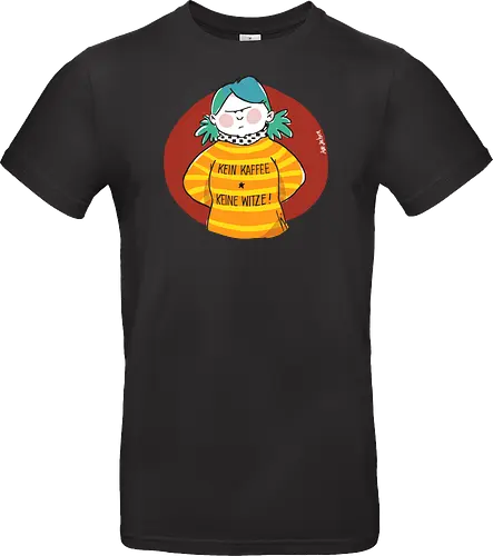 Kein Kaffee, keine Witze!  - Ringelpullisprüche, Kaffee, Ringeldinger, streifenweise, Spruch, Weisheit, Motivation, Ringelpulli, SprücheShirt, Cartoon Illustration, Statement, Handgezeichnet, Humor, Selbstironie, Streifenpulli, Spruchshirt, deutsch - Standard T-Shirt