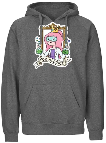 Für die Wissenschaft! Rosa Prinzessin als Wissenschaftlerin - Wissenschaft, MINT, Prinzessin, Laborkittel, Chemie, Cartoon, Aufkleber, Pinke Haare, Frauen in der Wissenschaft, Nerdkultur, Geekig, Laboralltag, Abenteuer, Verspielt, Fan-Art, Chemiekolben, Schutzbrille, Für die Wissenschaft - Fairtrade Hoodie